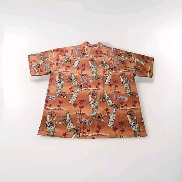 Big Dogs Shirt Men L Orange Hawaiian SS It's Five O'Clock Somewhere! Print Beach - Picture 12 of 12